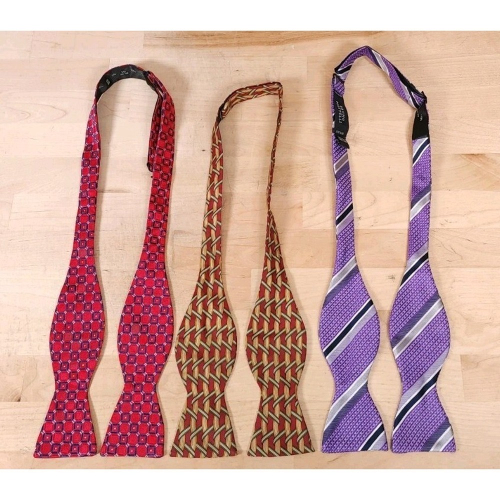 Bow Tie Lot Of 3 Silk Haspel Brooks Brothers Bruno Piatelli Handmade